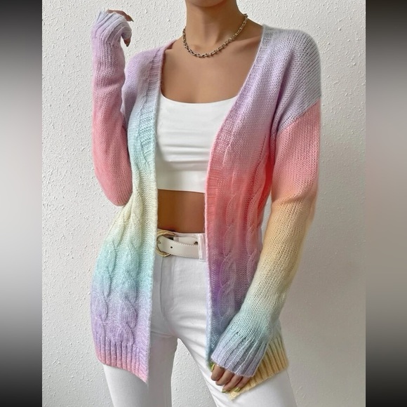 Cozy chunky knit Ombre Open Front Cardigan - Picture 5 of 6